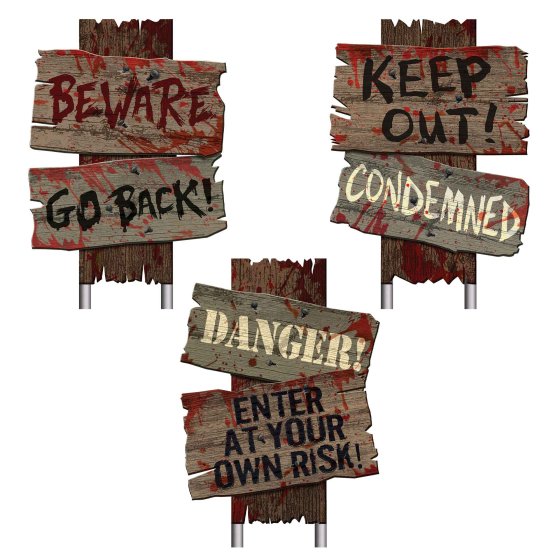 Cemetery Sidewalk Signs 22cm x 30cm 3pk