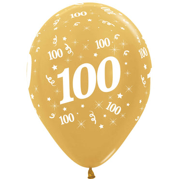 Age 100 Metallic Gold Latex Balloons 30cm 25pk