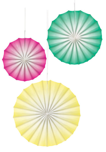Pastel Paper Fan Decorations 3pk