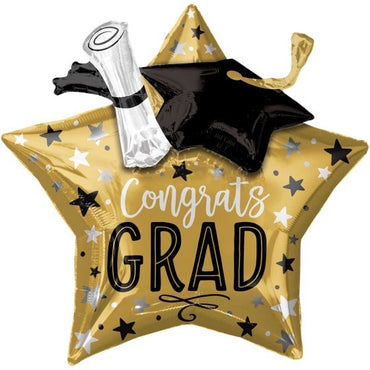 Congrats Grad Star, Cap & Diploma Multi-Balloon 71cm Each