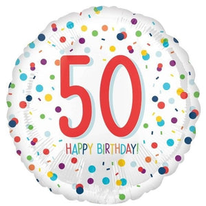 Confetti Birthday 50 Foil Balloon 45cm Each