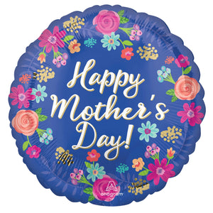 Happy Mother's Day Circled in Flowers Foil Balloon 45cm Each