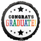 Congrats Graduate Brights & Black Border Foil Balloon 45cm Each