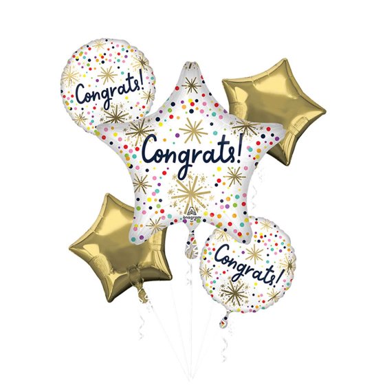 Confetti Sprinkles Congrats Balloon Bouquet 5pk