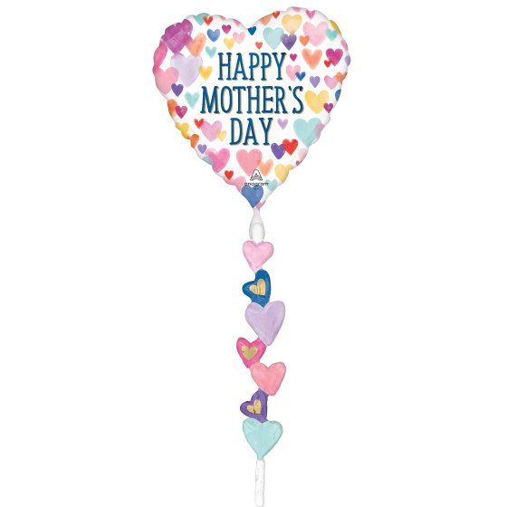 Happy Mother's Day Sprinkled Tail Hearts AirWalker Balloon 63cm x 175cm Each
