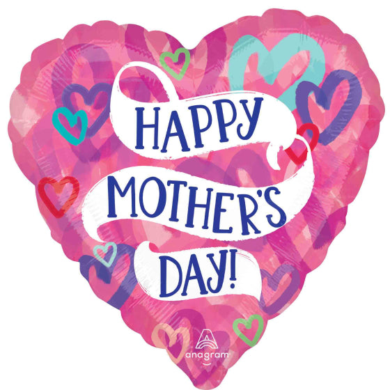 Happy Mother's Day Layered Hearts Jumbo Foil Balloon 71cm Each