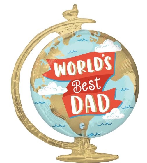 World's Best Dad Globe SuperShape Foil Balloon 58cm x 58cm Each
