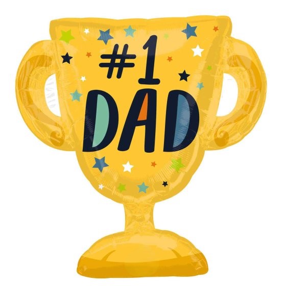 #1 Dad Trophy SuperShape Foil Balloon 66cm x 68cm Each