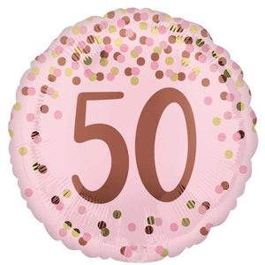 Pretty Pink 50th Birthday Foil Balloon 45cm Each
