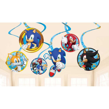 Sonic the Hedgehog Spiral Swirls Hanging Decorations 12pk