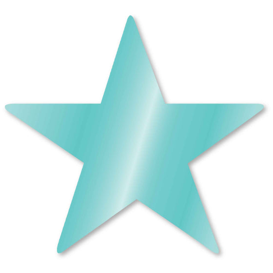 Robin's Egg Blue Foil Star Cutouts 12cm 5pk