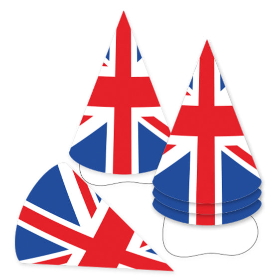 Patriotic British Flag Cone Hats FSC 17cm 6pk