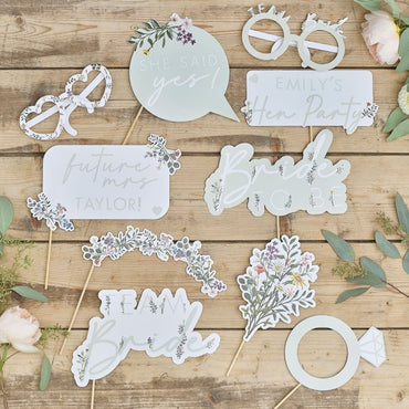 Bridal Bloom Hen Photo Booth Props 10pk