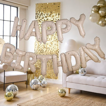 Gold Party Happy Birthday Balloon Bunting 37cm 13pk