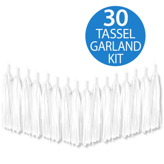 White Tissue Paper Tassel Garland 2m Each