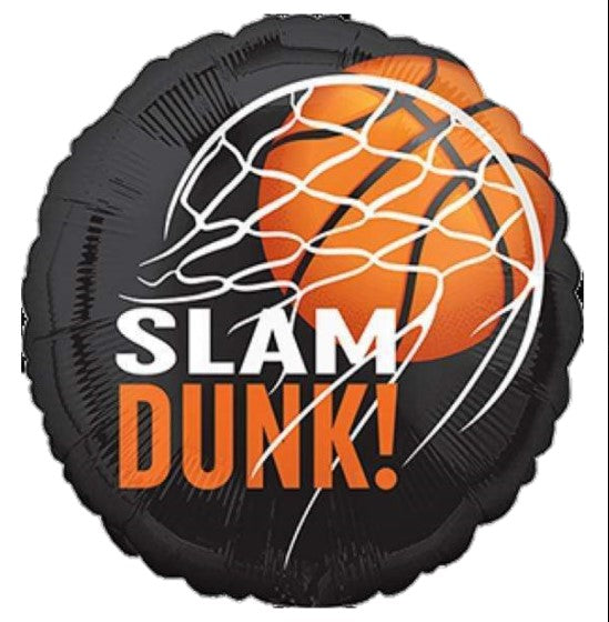 Nothin' but Net Slam Dunk Basketball Foil Balloon 45cm Each