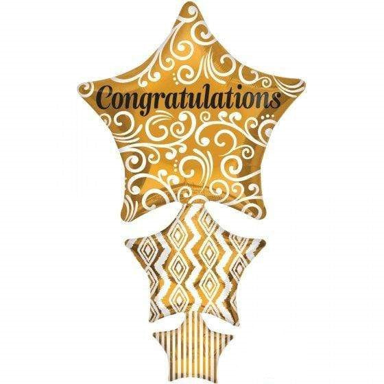 Congratulations Stacked Stars Supershape Foil Balloon 107cm x 63cm Each