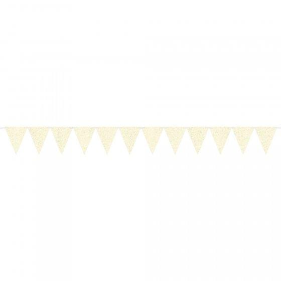 Glittered White Large Paper Pennant Banner