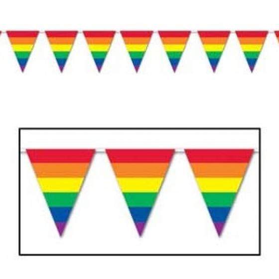 Rainbow Striped Pennant Flag Banner Each