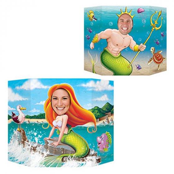 Mermaid & King Neptune Photo Prop 94cm x 64cm Each