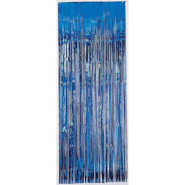Bright Royal Blue Metallic Curtain 91.4cm x 2.43m Each - Party Savers
