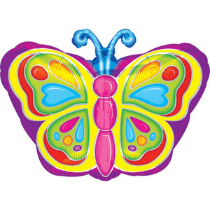 Bright Butterfly Junior Shape Foil Balloon 46cm x 46cm - Party Savers