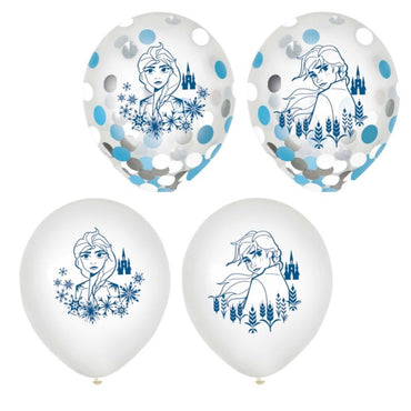 Frozen 2 12In / 30Cm Confetti Filled Latex Balloons 6pk - Party Savers