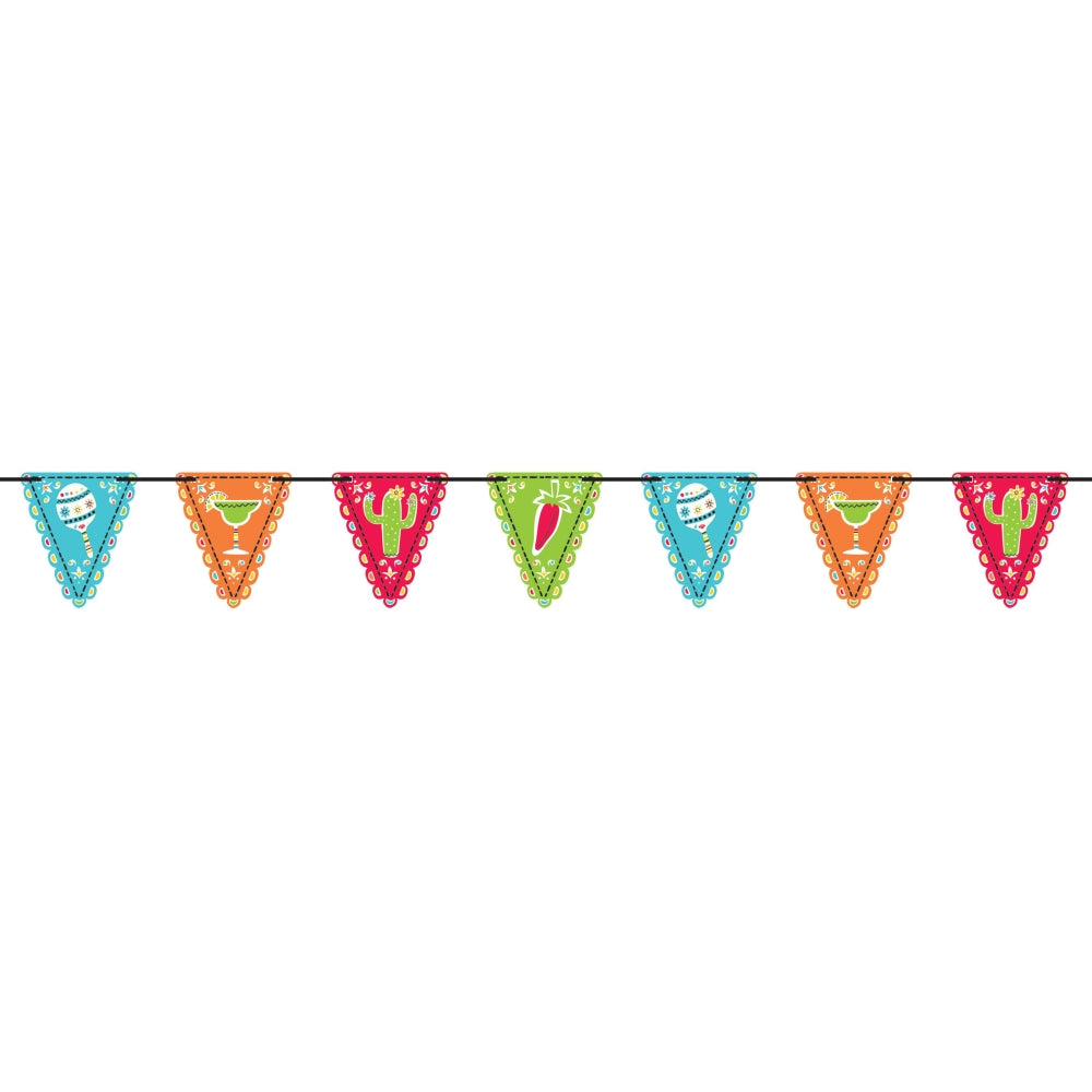 Fiesta Mini Paper Pennant Flag Banner - Party Savers