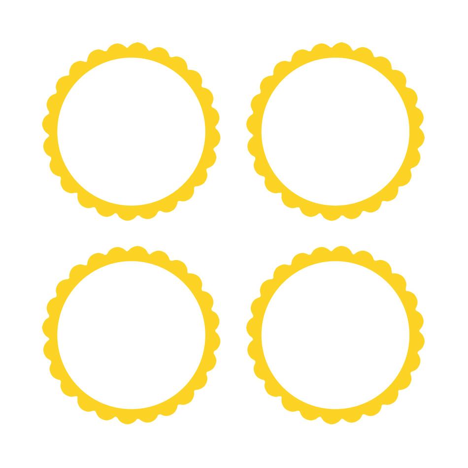 Sunshine Yellow Scalloped Labels 5pk - Party Savers