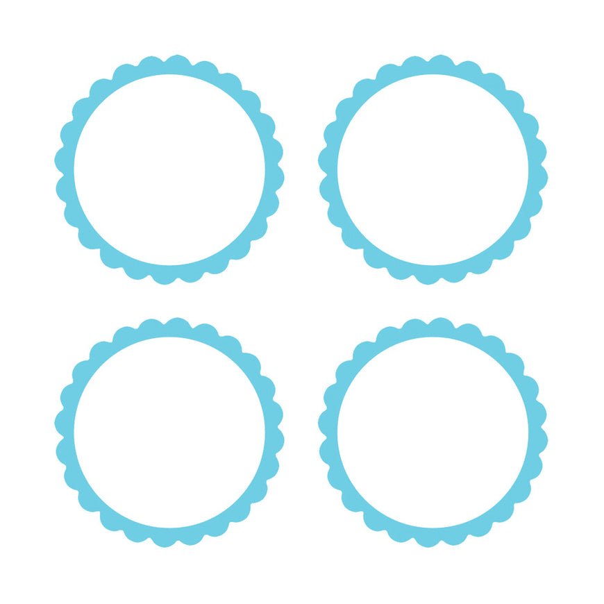 Caribbean Blue Scalloped Labels 5pk - Party Savers