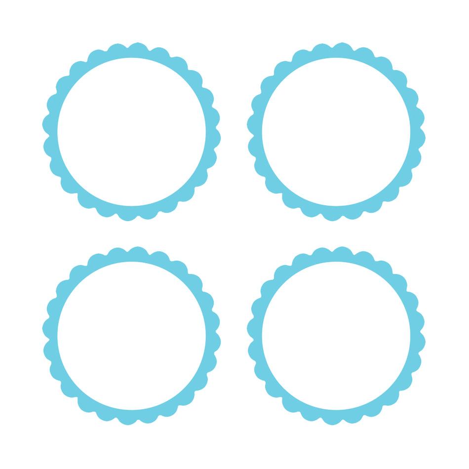 Caribbean Blue Scalloped Labels 5pk - Party Savers