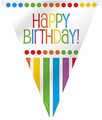 Rainbow Birthday Flag Banner 3.6m - Party Savers