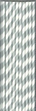 Silver Stripes Paper Straws 20pk - Party Savers