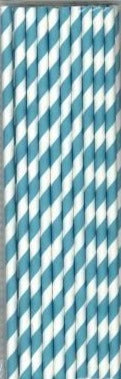 Teal Stripes Paper Straws 20pk - Party Savers