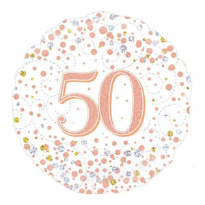 Sparkling Fizz Rose Gold 50 Foil Balloon 45cm - Party Savers