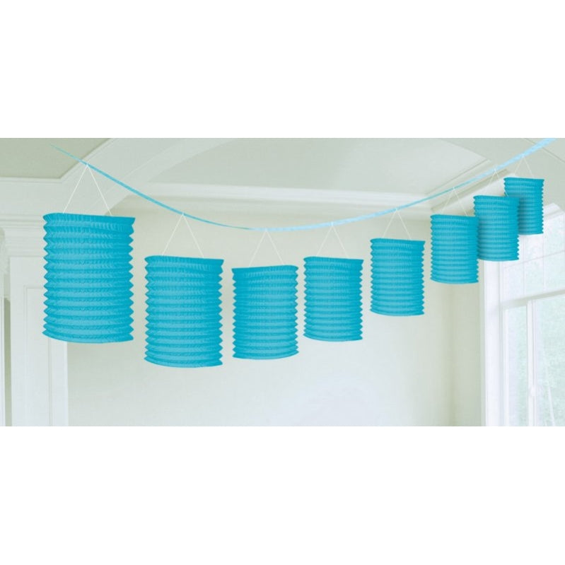 Caribbean Blue Paper Lantern Garland 365cm Each - Party Savers