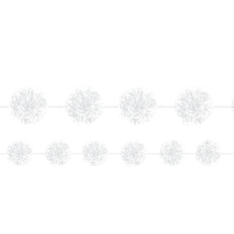 White Fluffy Garland 365cm 2pk - Party Savers