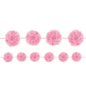 New Pink Fluffy Garland 365cm 2pk - Party Savers