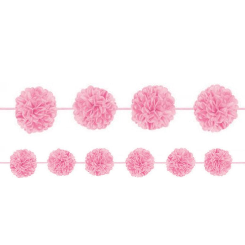 New Pink Fluffy Garland 365cm 2pk - Party Savers