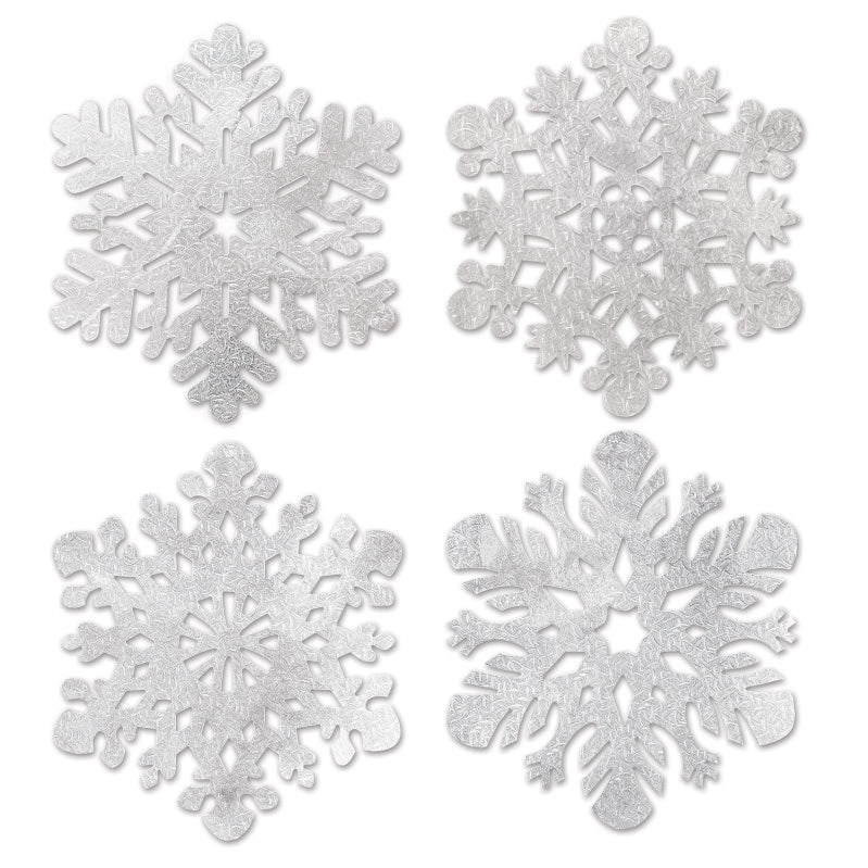 Snowflake Foil Cutouts Packaged 14in 4pk - Party Savers