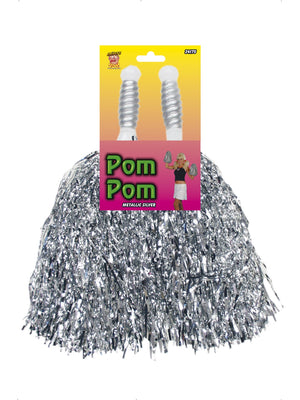 Silver Pom Poms Metallic - Party Savers