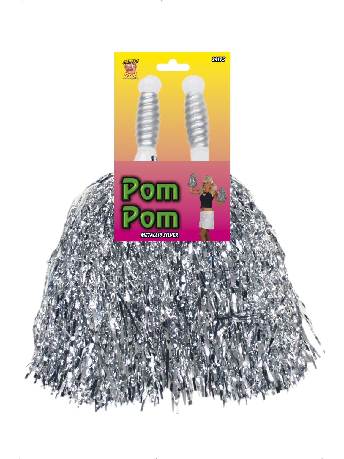 Silver Pom Poms Metallic - Party Savers