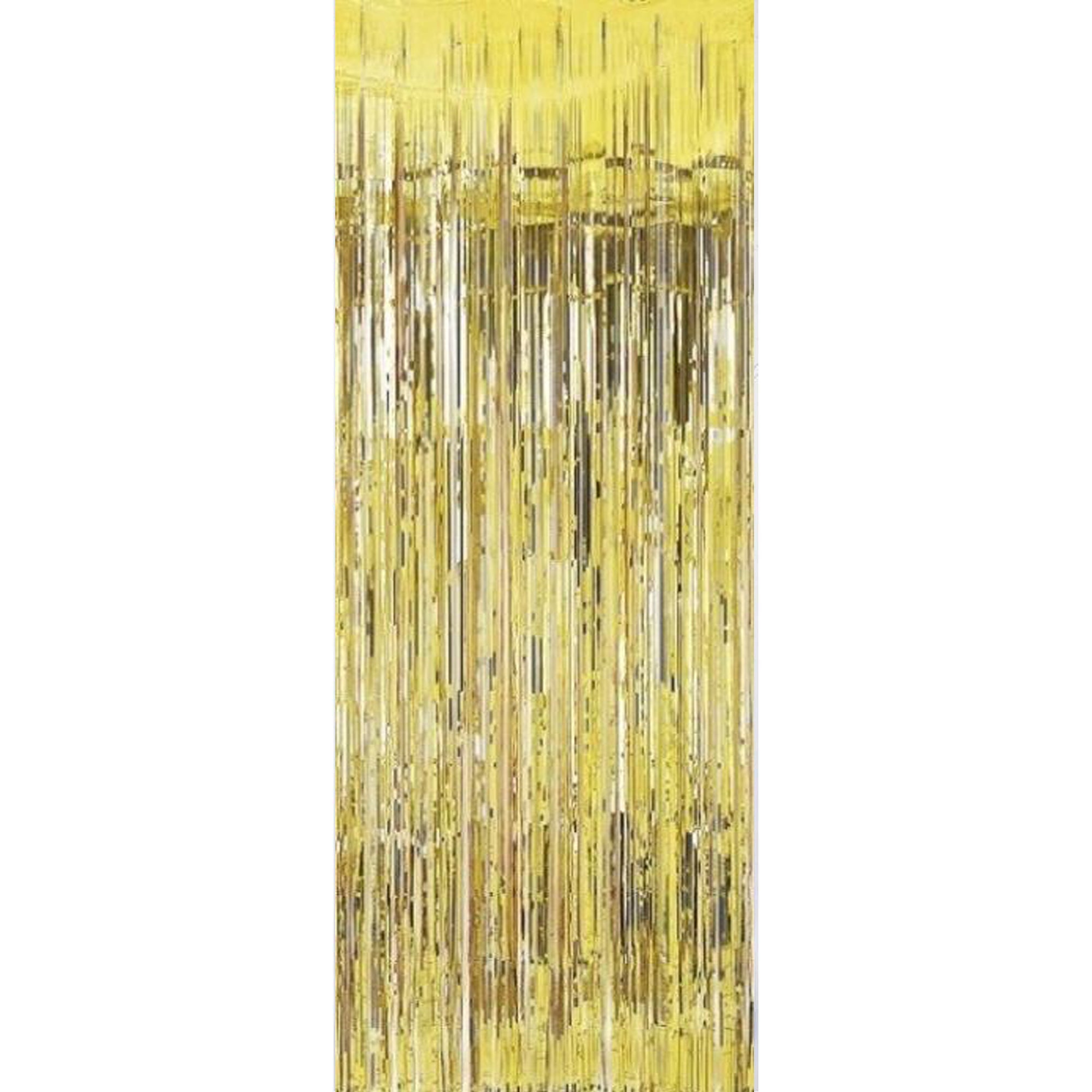 Gold Metallic Curtain 91.4cm x 2.43m Each - Party Savers