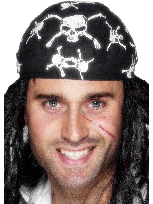 Black Skull and Crossbones Design Pirate Bandana - Party Savers
