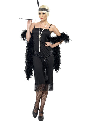 Womens Costume - Black Long Flapper - Party Savers