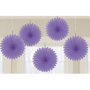 Rainbow Mini Fan Decorations 6in 5pk - Party Savers