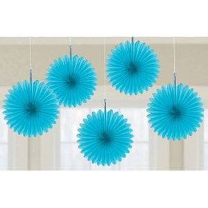Rainbow Mini Fan Decorations 6in 5pk - Party Savers