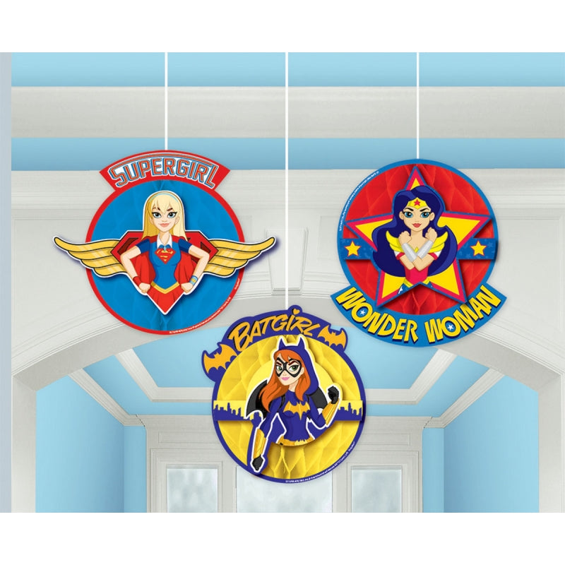 DC Superhero Girls Honeycomb Decoration 3pk - Party Savers