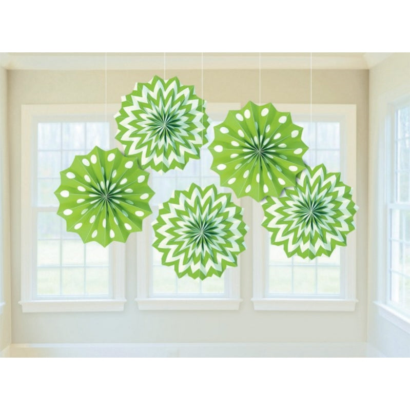 Kiwi Fan Decorations Printed Paper 8in 5pk - Party Savers
