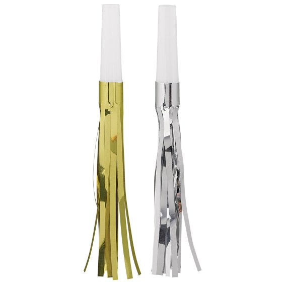 Party Fringed Squawkers Silver & Gold 17cm 30pk